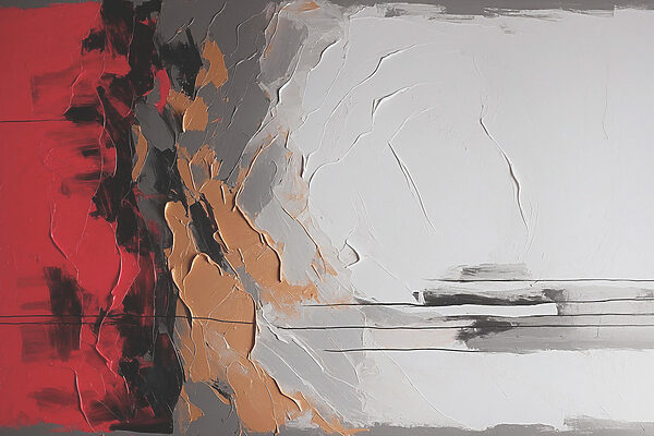 Painting of a red white and grey wall
