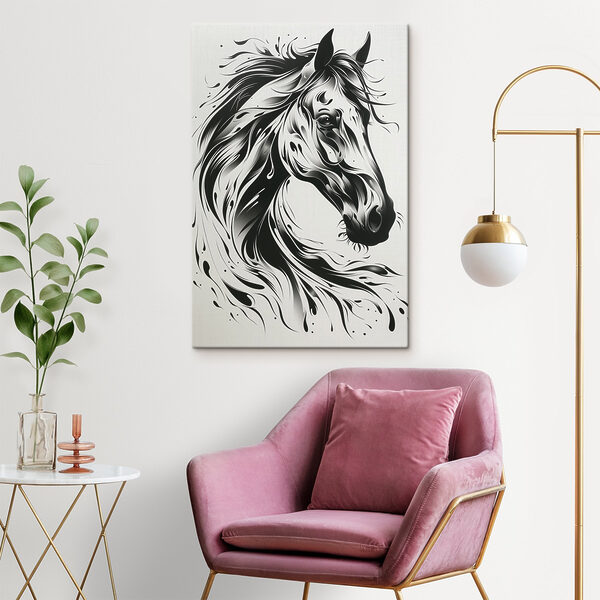 Cuadros Dibujo en blanco y negro de un caballo (SKU: s41422) Cuadros Cuadros Dibujo en blanco y negro de un caballo (SKU: s41422)