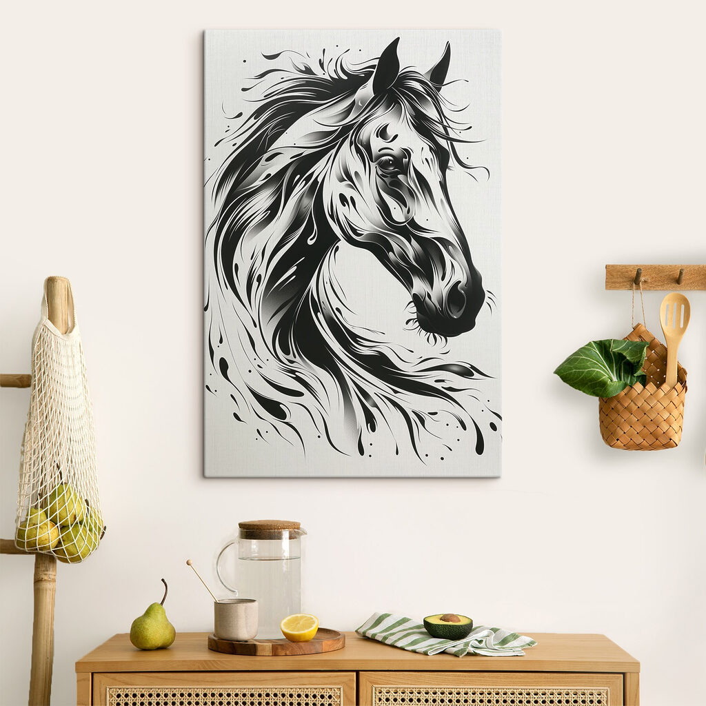 Black and white drawing of a horse Black and white drawing of a horse