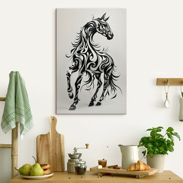 Cuadros Caballo blanco y negro con remolinos (SKU: s41423) Cuadros Cuadros Caballo blanco y negro con remolinos (SKU: s41423)