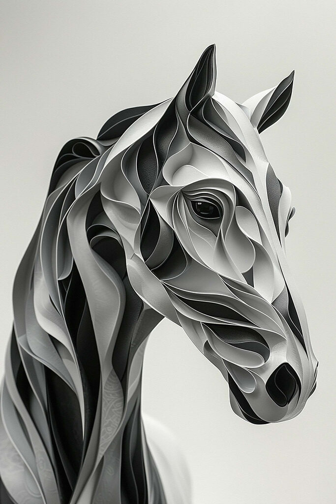 Horse head made of paper Horse head made of paper