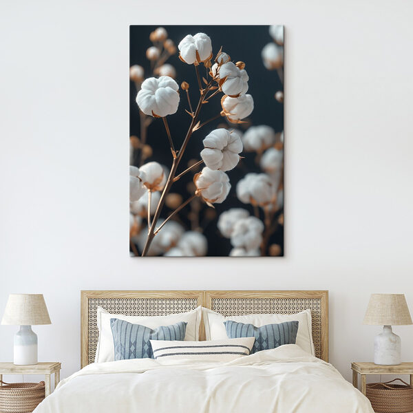Delicate cotton blooms on display