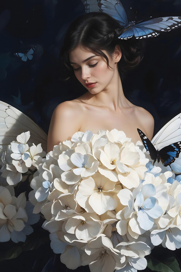 Woman with butterflies and flowers Woman with butterflies and flowers