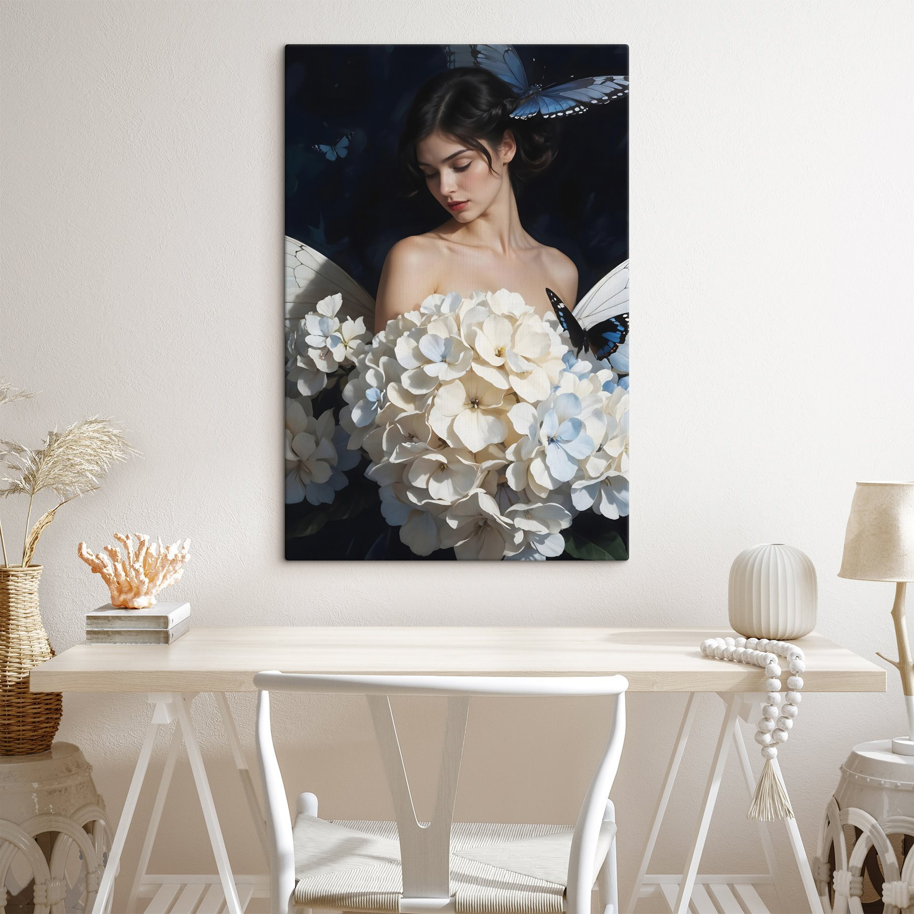 Woman with butterflies and flowers Woman with butterflies and flowers