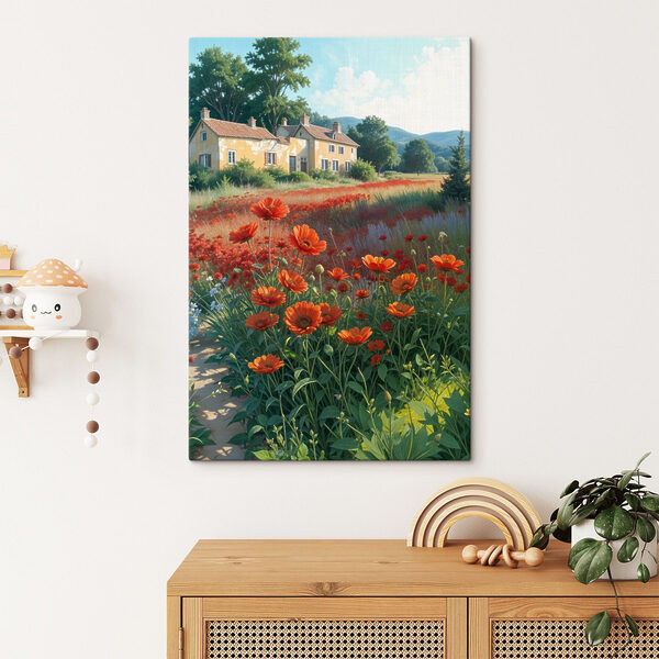 Cuadros Cuadros Campo de flores con una casa al fondo (SKU: s41260)