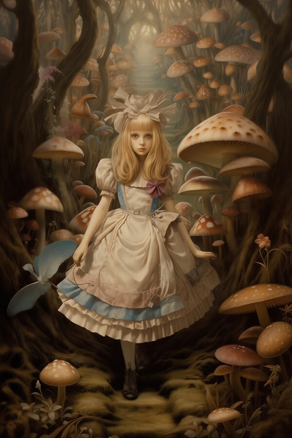 Girl in a dress in a forest Girl in a dress in a forest