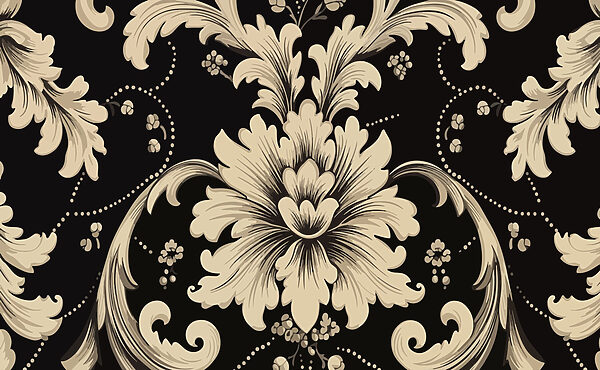 Estampado floral intrincado sobre fondo oscuro Estampado floral intrincado sobre fondo oscuro