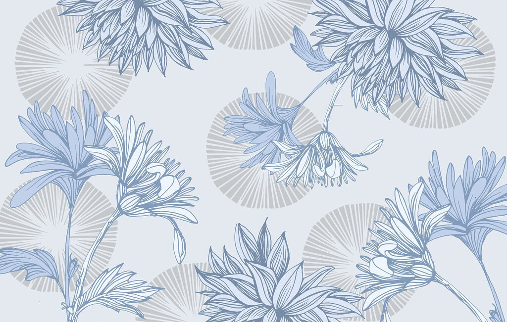 Motivo floral azul y blanco Motivo floral azul y blanco
