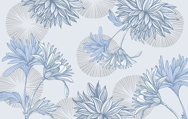 Motivo floral azul y blanco Motivo floral azul y blanco