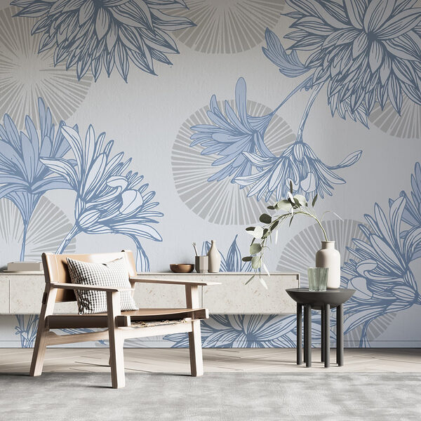 Motivo floral azul y blanco Motivo floral azul y blanco