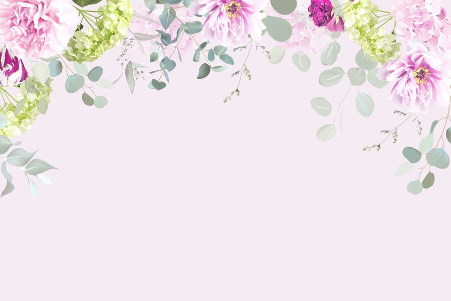 Grupo de flores y hojas