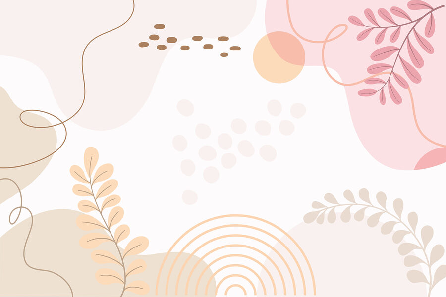Fotomurales Fondo blanco con hojas y círculos rosas y naranjas - Imagen 3