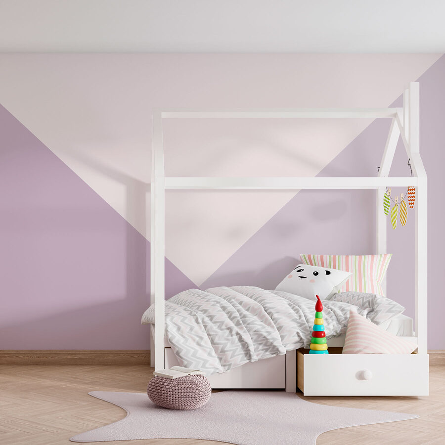 Triángulo morado y blanco