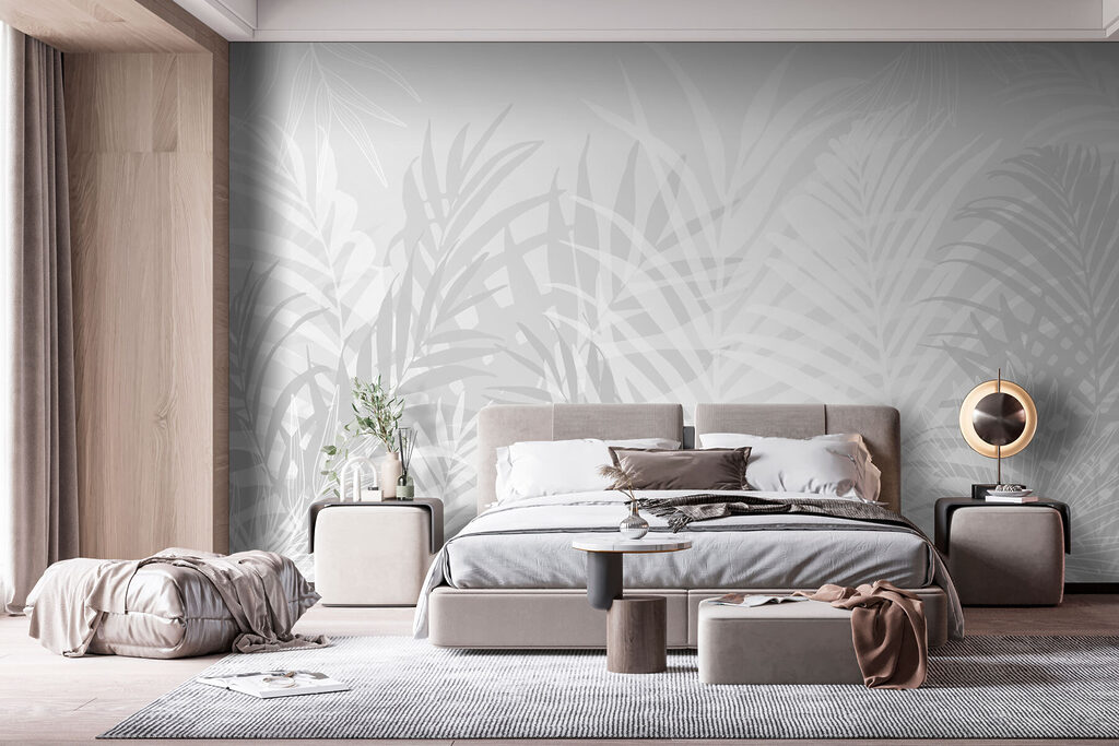 Grey and white background with leaves Grey and white background with leaves