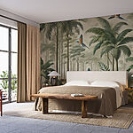 Fotomurales Mural de pájaros volando sobre un bosque