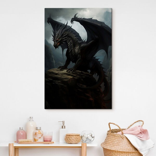 Black dragon on a rock Black dragon on a rock