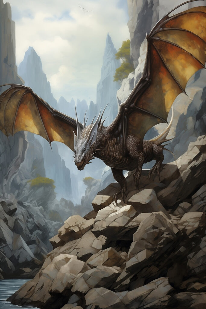 Dragon on a rocky hill Dragon on a rocky hill