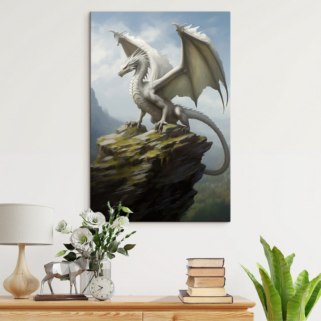 White dragon on a rock