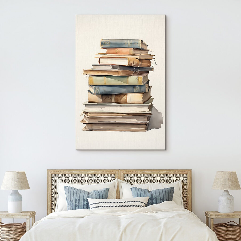 Watercolor of a stack of books