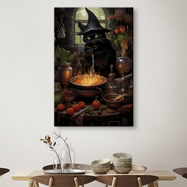 Cuadros Cuadros Un gato con un sombrero de persona cocinando una olla de comida (SKU: s41200)