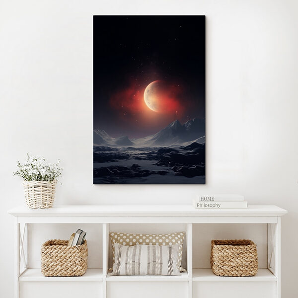 Cuadros La luna en el cielo sobre las montañas