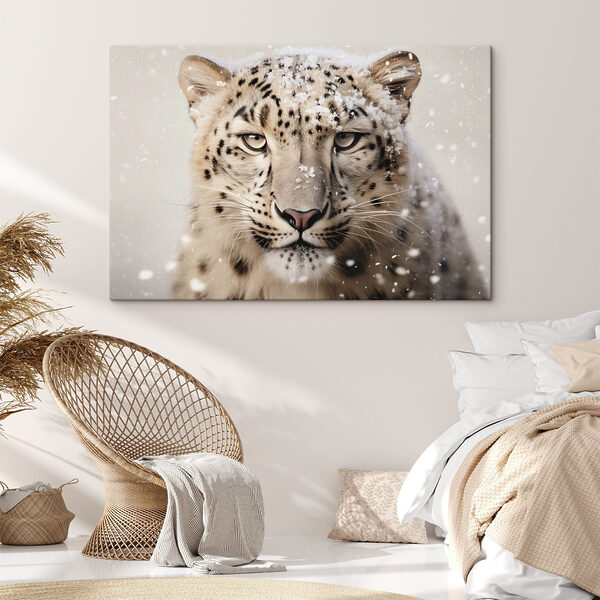 Cuadros Leopardo de las nieves con nieve en la cabeza (SKU: s41434) Cuadros Cuadros Leopardo de las nieves con nieve en la cabeza (SKU: s41434)