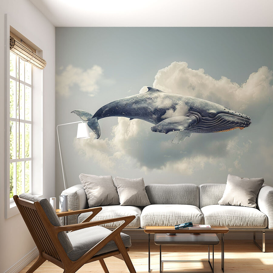 Ballena volando en el cielo