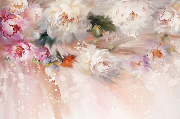 Painting of flowers on a pink background