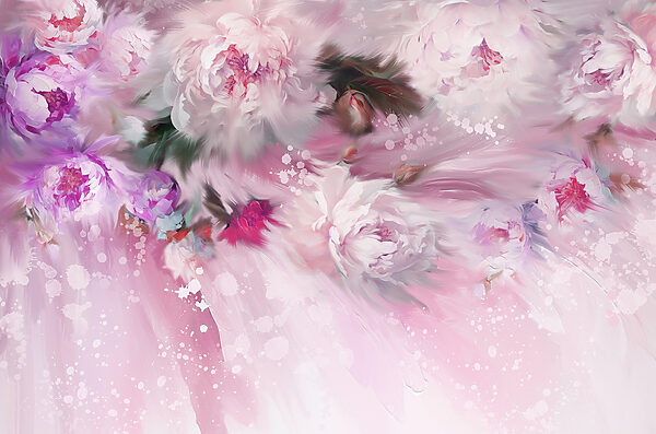 Pintura de flores sobre fondo rosa Pintura de flores sobre fondo rosa
