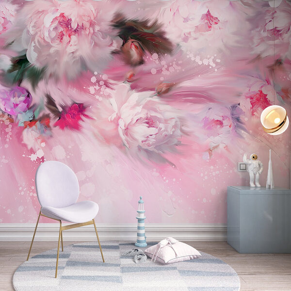 Pintura de flores sobre fondo rosa Pintura de flores sobre fondo rosa
