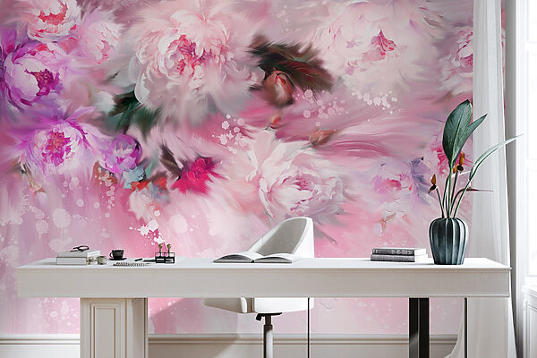 Pintura de flores sobre fondo rosa Pintura de flores sobre fondo rosa
