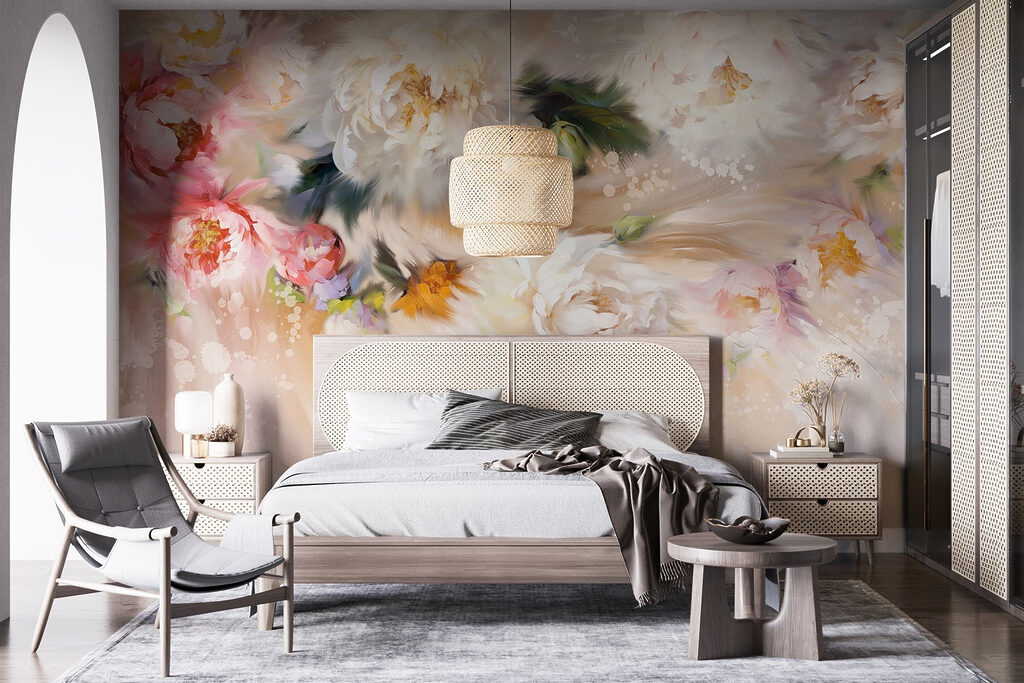 Painting of flowers on a white background