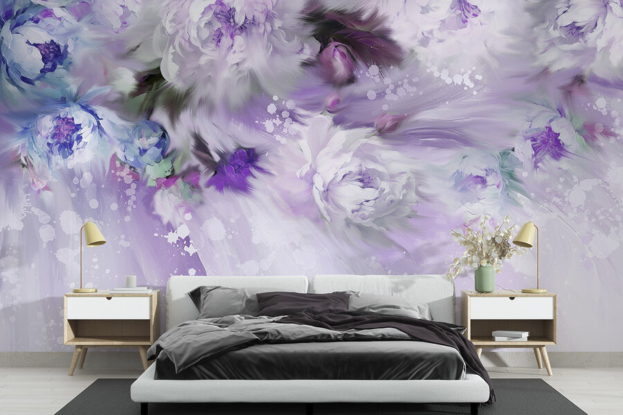 Pintura de flores y plumas Pintura de flores y plumas