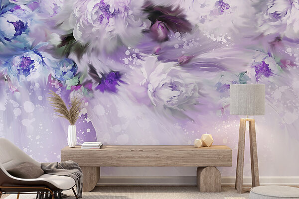 Pintura de flores y plumas Pintura de flores y plumas