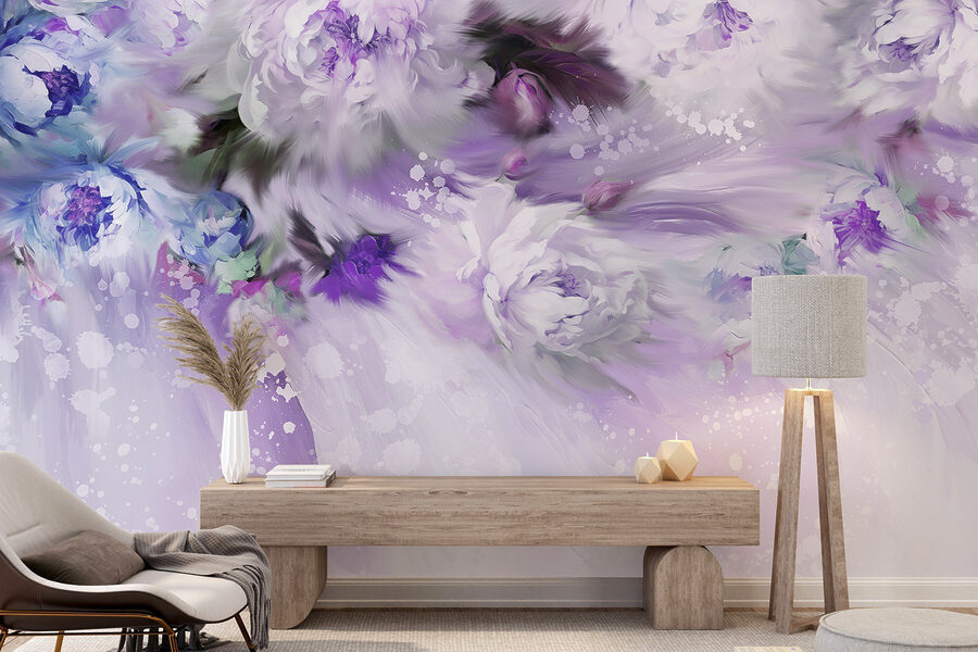 Pintura de flores y plumas Pintura de flores y plumas