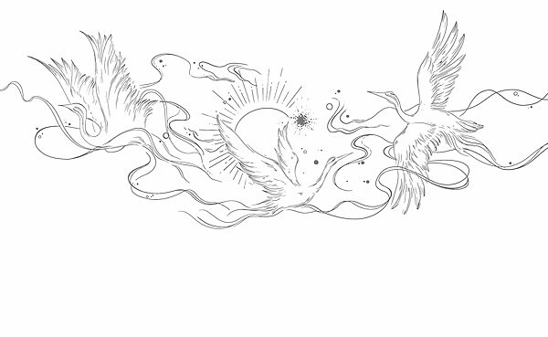 Dibujo de pájaros y sol Dibujo de pájaros y sol
