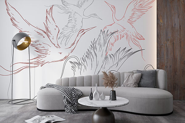 Drawing of birds flying