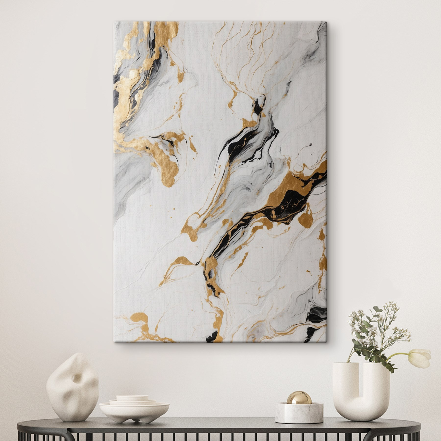 Elegant swirls of black and white