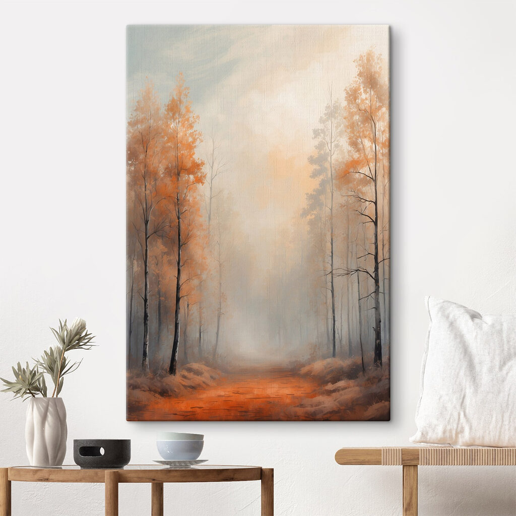 Foggy forest with trees