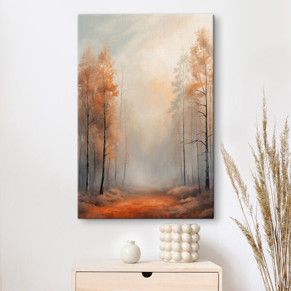 Foggy forest with trees
