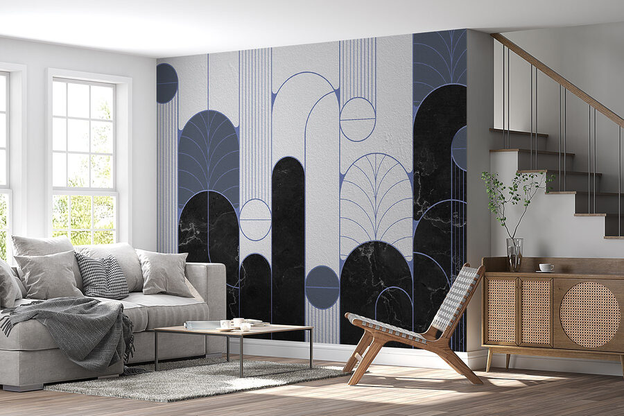 Pared estampada en blanco y negro