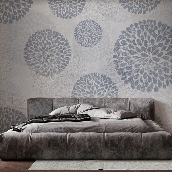 Papel pintado con círculos y flores Fotomurales Papel pintado con círculos y flores