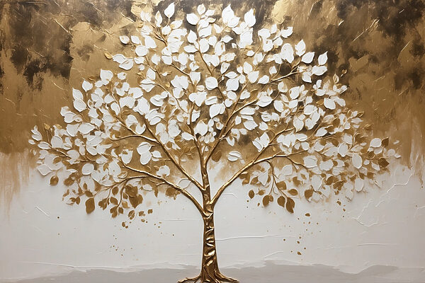 Painting of a tree with white leaves Painting of a tree with white leaves