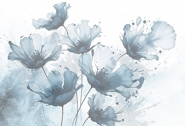 Grupo de flores con colores azul y blanco Grupo de flores con colores azul y blanco