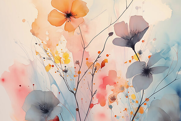 Pintura de flores sobre fondo blanco Pintura de flores sobre fondo blanco