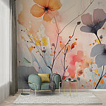 Pintura de flores sobre fondo blanco Fotomurales Pintura de flores sobre fondo blanco