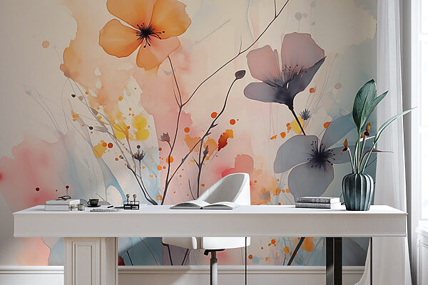 Pintura de flores sobre fondo blanco Pintura de flores sobre fondo blanco