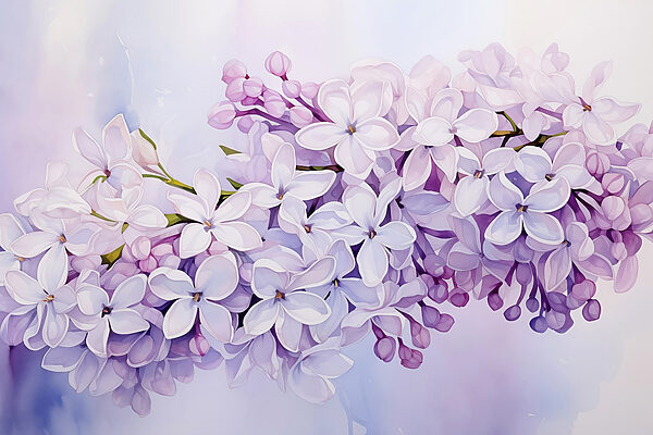 Pintura de un ramo de flores moradas Pintura de un ramo de flores moradas