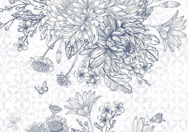 Ilustración floral con delicadas mariposas Ilustración floral con delicadas mariposas