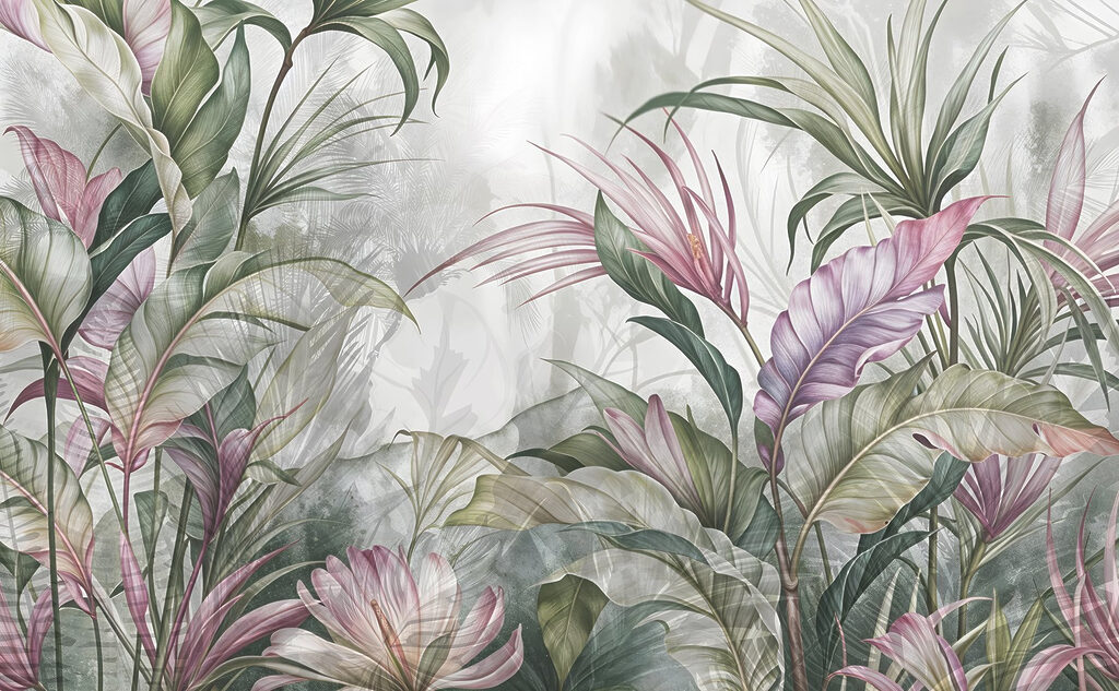 Painting of flowers and leaves